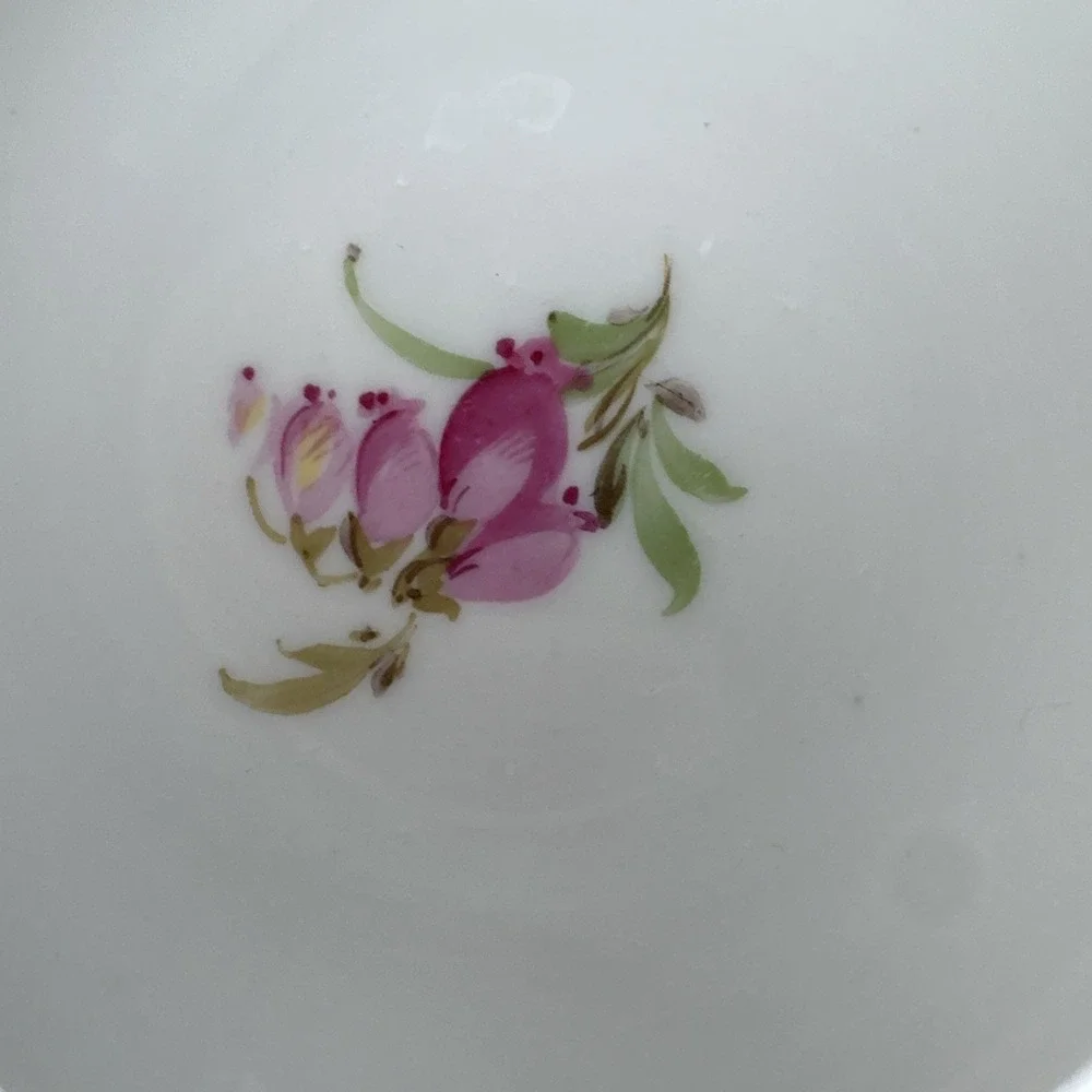 Meissen Flat Cup & Saucer Set Chinoiserie X Mark Crossed Swords Floral AS IS Vtg